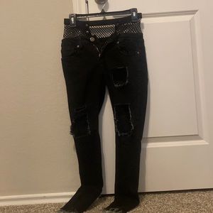 High rise black skinny jeans